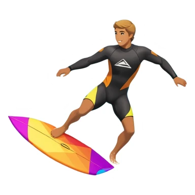 A kite surfer gliding across the ocean, with a colorful kite soaring high in the sky and the surfer carving through the waves. The scene captures the energy and freedom of the sport, with the sun shining and the ocean's waves splashing around. sticker