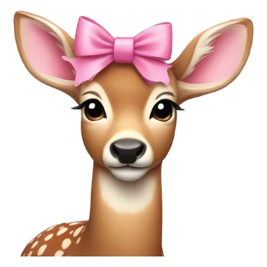 pretty deer with pink bow to the side of its head  sticker