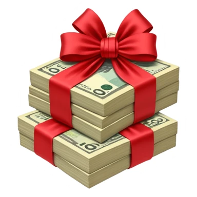 draw australian $100 notes stacked together and wrapped in a bow sticker