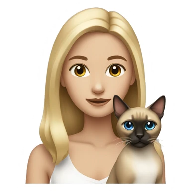Dark blonde girl with Siamese cat sticker