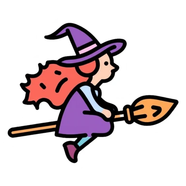 witch on a broom flying sticker