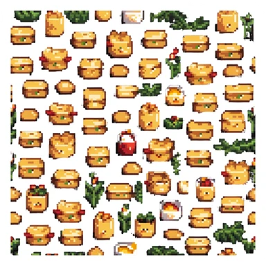 chicken nuggets, retro video game look pixel art style sticker