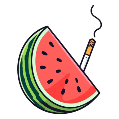 Watermelon with cigarette sticker