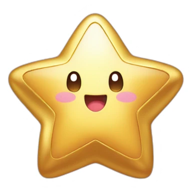 cute happy Kirby holding a golden star sticker