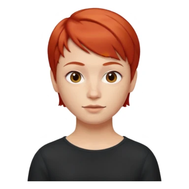 Memoji iPhone Прическа короткая Рыжая девушка, 21 год, славянка, выражение лица заигрывающее sticker