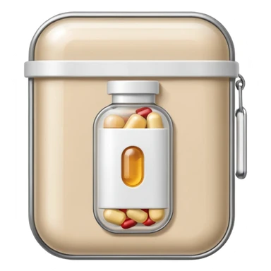 medicine capsule in case in nutral colors sticker