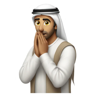 Arab holding his head with his hands photorealistic serious sticker