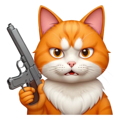 Cat with gun that's very angery sticker