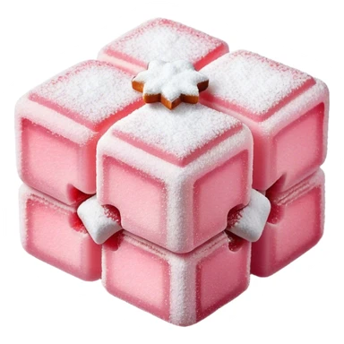 Cinematic Realistic Turkish Delight Dessert Emoji, featuring delicate, chewy confections dusted with powdered sugar rendered with vibrant textures and soft, inviting lighting. sticker