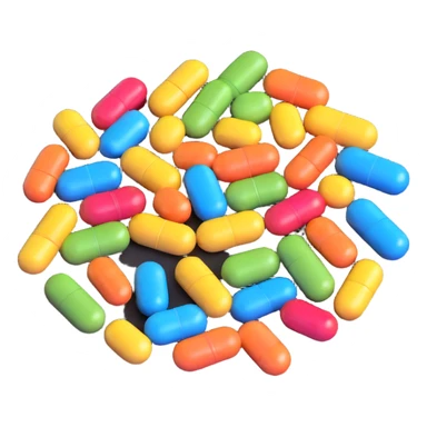 plate with supplement pills and capsules instead of food sticker