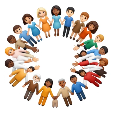 A circle of diverse people of different races and ethnicities holding hands as a symbol of unity, integration, and harmony sticker
