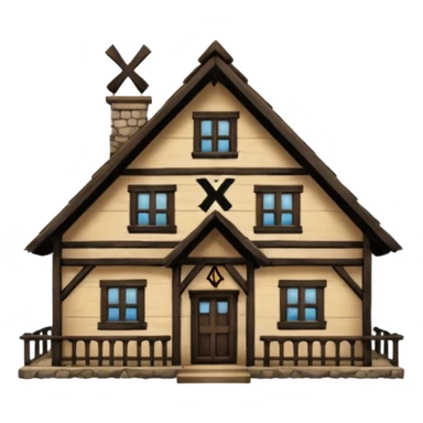 an inn with a big X on it sticker