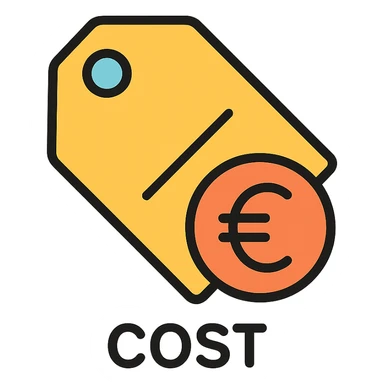 cost icon with euro symbol sticker