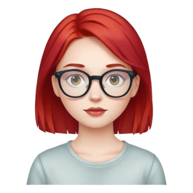 pale girl with dyed red hair and glasses sticker