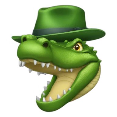 Alligator with a hat sticker