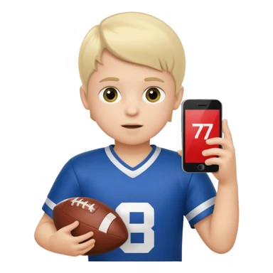 A white child is holding a phone and playing football at the same time. sticker