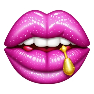 glitter dark pink kiss  sticker