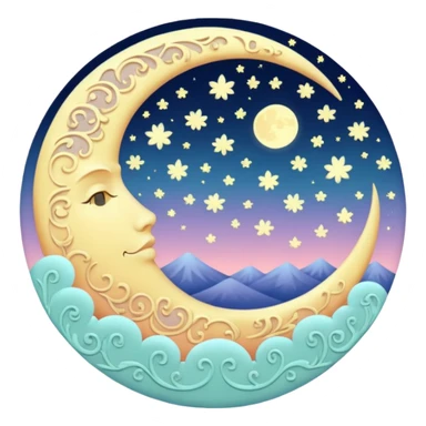 Pastel Damask moon sticker