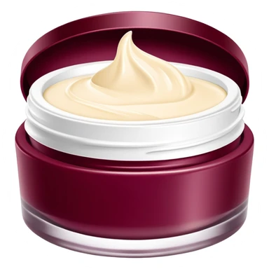 Elegant looking facial cream in a burgundy container that’s open and revealing the cream in a perfect shape (1 item) sticker