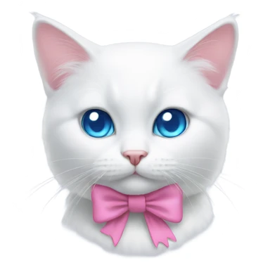 white cat with a pink bow and blue eyes sticker