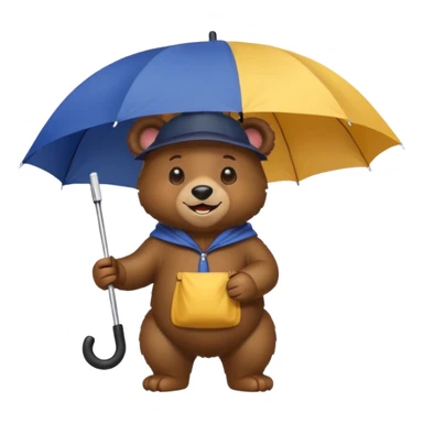 Bear with umbrella hat sticker