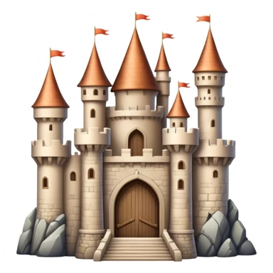 Beige fairytale castle with turrets and a drawbridge sticker