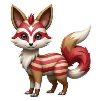 Hyper-realistic cool edgy badass zigzag-striped etched marked elegant Colorful Skilled Adept Graceful Asian Painted Meloetta-Furret-Lycanroc-Zangoose-fusion-hybrid-creature (full body) sticker
