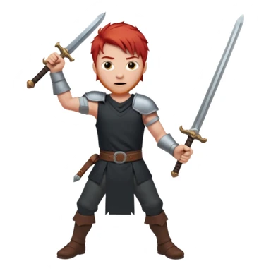A man with red hair and a missing arm and weilds a sword sticker