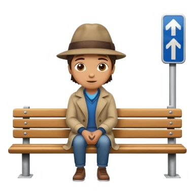 person sitting on a bench at a bus stop sticker