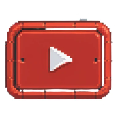YouTube logo, red rectangle with rounded corners and white play button in the center sticker