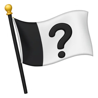white flag with a large black question mark on it sticker