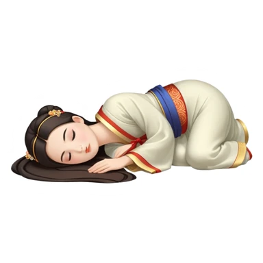 Beautiful girl in Hanfu lying on the ground sleeping sticker