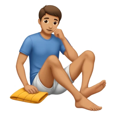 Man holding foot and sniffing it sticker