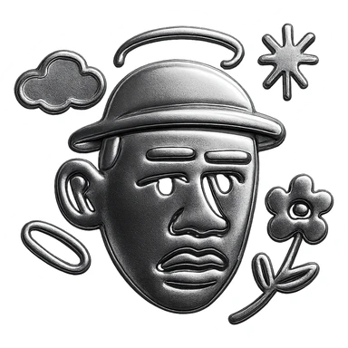 Tyler, the Creator inspired icon in CHROMAKOPIA style, graphic lines, neon colors, playful and avant-garde, with surreal elements sticker