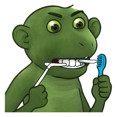 Monkey brushing teeth sticker