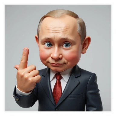 super realistic photorealistic emoji of Vladimir Putin giving the middle finger, explicit gesture, detailed facial expression, no text sticker