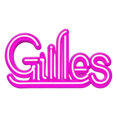 Pink neon sign with the word Giles sticker