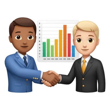 handshake with a data chart sticker