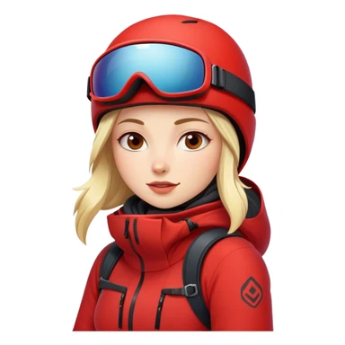 Female snowboarder in red sticker