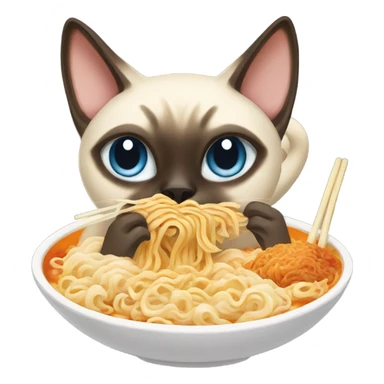 Siamese Cat eating ramen sticker