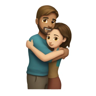 A guy with an Arab appearance hugs a Russian girl with brown hair sticker