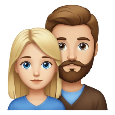 brown-haired brown-eyed boy with beard with blonde-haired blue-eyed girl  sticker