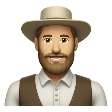 Amish man white with brown straw hat building a building with beard smiling sticker