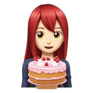 erza scarlet eating cake sticker