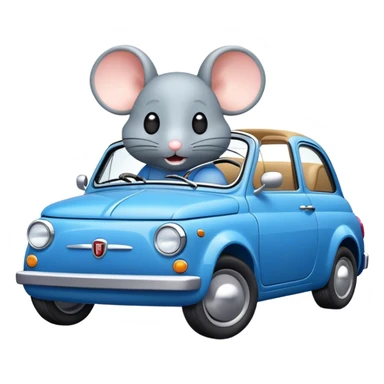 mouse driving a blue fiat sticker