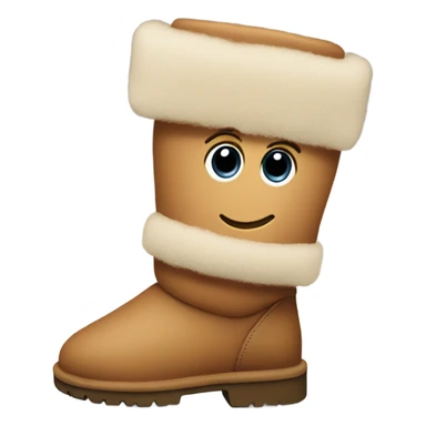 An Ugg boot shoe with a goofy face and Rosie cheeks sticker