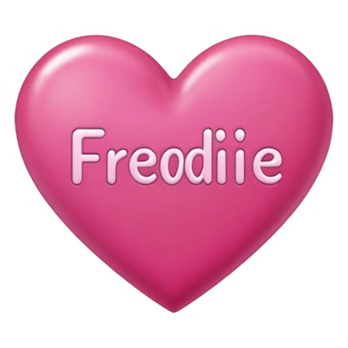 a pink love heart with the word ”freddie” in the middlr sticker