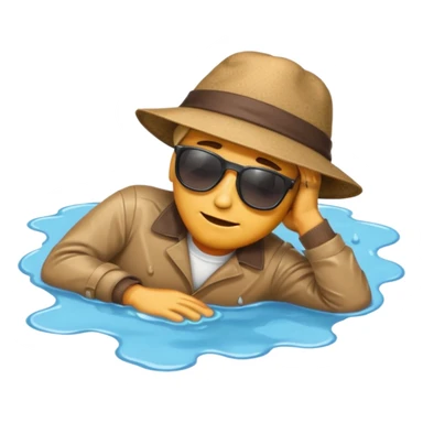 apple style emoji of a man lying face down in a puddle sticker