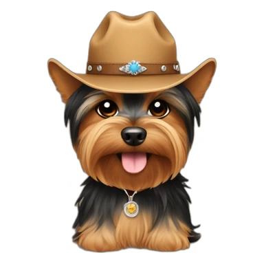 yorkie wearing a cowboy hat sticker