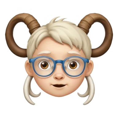 child with goat horn and eyeglasses sticker